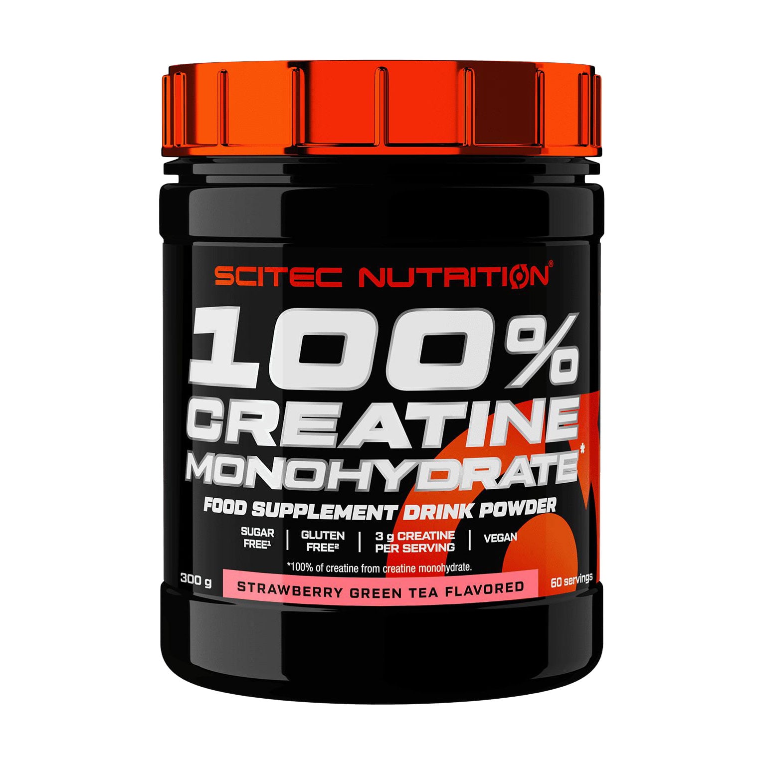 Креатин Scitec Nutrition 100% Creatine Monohydrate Полуниця та зелений чай, в порошку, 300 г